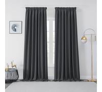 Joydeco Lot de 2 Rideaux Occultants avec Galon Fronceur 132x245 cm pour Rail et Passe Tringle, Rideau Opaque Isolant Thermique Phonique, Décoration Intérieure de Salon Chambre Balcon - Gris Foncé