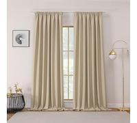 Joydeco Lot de 2 Rideaux Occultants avec Galon Fronceur 140x245 cm pour Rail et Passe Tringle, Rideau Opaque Isolant Thermique Phonique, Décoration Intérieure de Salon Chambre Balcon - Beige Clair