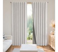 Joydeco Lot de 2 Rideaux occultants en Lin Naturel pour Chambre à Coucher - 94 cm de Large x 160 cm de Long - Isolation Thermique - 100% occultants - 2 Panneaux avec Passe-Tringle et languettes