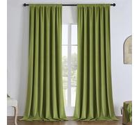 Joydeco Lot de 2 rideaux occultants en velours 100 % occultants - Isolation thermique pour chambre à coucher - Pour fenêtres de salon (132 x 274 cm (l x L), vert olive