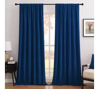 Joydeco Lot de 2 rideaux occultants en velours 100 % occultants - Isolation thermique pour chambre à coucher - Pour fenêtres de salon (132 x 213 cm (l x L), bleu marine