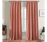 Joydeco - Lot de 2 rideaux occultants en velours doux à isolation thermique, avec passe-tringle, pour fenêtre, salon, salle à manger, chambre à coucher, rose, 132 x 213 cm (l x L)