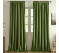 Joydeco Lot de 2 Rideaux occultants en Velours Super Doux avec Passe-Tringle pour Chambre à Coucher et Salon, Rideaux de fenêtre occultants avec Passe-Tringle, Vert de 229 x 228,6 cm (l x L)