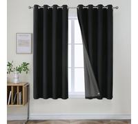 Joydeco Lot de 2 Rideaux occultants pour Chambre à Coucher, Rideaux 100% occultants texturés Thermiques, Protection de l'intimité, 132 x 160 cm (l x L), Noir