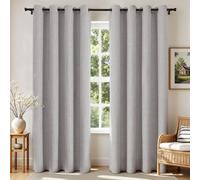 Joydeco Lot de 2 Rideaux occultants pour Chambre à Coucher, Rideaux 100% occultants texturés Thermiques, Protection de l'intimité, 132 x 160 cm (l x L), Blanc grisâtre
