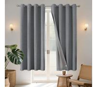 Joydeco Lot de 2 Rideaux occultants pour Chambre à Coucher, Rideaux 100% occultants texturés Thermiques, Protection de l'intimité, 132 x 160 cm (l x L), Gris Clair