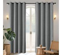 Joydeco Lot de 2 Rideaux occultants pour Chambre à Coucher, Rideaux 100% occultants texturés Thermiques, Protection de l'intimité, 132 x 213 cm (l x L), Gris Clair