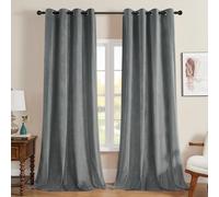 Joydeco Lot de 2 Rideaux Velours Gris 140x260 cm, Rideau Doux Semi-Occultant Isolant Thermique avec Galon Fronceur à Passe Tringle, Lourds Épais 330g/㎡ pour Salon et Chambre à Coucher