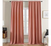 Joydeco Lot de 2 Rideaux Velours Rose 140x240 cm, Rideau Doux Semi-Occultant Isolant Thermique avec Galon Fronceur à Passe Tringle, Lourds Épais 330g/㎡ pour Salon et Chambre à Coucher