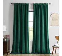 Joydeco Lot de 2 Rideaux Velours Vert 140x260 cm, Rideau Doux Semi-Occultant Isolant Thermique avec Galon Fronceur à Passe Tringle, Lourds Épais 330g/㎡ pour Salon et Chambre à Coucher