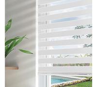 Joydeco Mini Stores zébrés sans Fil pour fenêtres, 88,9 cm de Large, Blanc Transparent Qui Filtre la lumière, Double Couche pour Chambre à Coucher, Porte coulissante en Verre