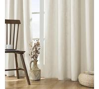 Joydeco Panneaux de Rideaux Longs en Lin Ivoire, Rideaux filtrant la lumière pour Salon, Style Rustique, 243 cm