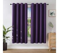 Joydeco Rideau Occultant 2 Pièces L 132 x H 158, Rideau Thermique Isolant Violet Foncé Anti Chaleur Tenture Opaque à Oeillets Isolation Lumiere Anti UV Decoration Chambre Maison Salon Intérieurs