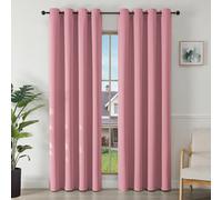 Joydeco Rideau Occultant 2 Pièces L 140 x H 200, Rideau Thermique Isolant Rose Anti Chaleur Tenture Opaque à Oeillets Isolation Lumiere Anti UV Decoration Chambre Maison Salon Intérieurs