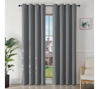 Joydeco Rideau Occultant 2 Pièces L 140 x H 220, Rideau Thermique Isolant Gris Clair Anti Chaleur Tenture Opaque à Oeillets Isolation Lumiere Anti UV Decoration Chambre Maison Salon Intérieurs