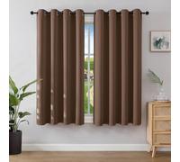 Joydeco Rideau Occultant 2 Pièces, Rideau Thermique Isolant Anti Chaleur Tenture Opaque à Oeillets Isolation Lumiere Anti UV Decoration Chambre Maison Salon Intérieurs (2xL117xH137, Marron)