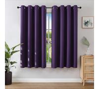 Joydeco Rideau Occultant 2 Pièces, Rideau Thermique Isolant Anti Chaleur Tenture Opaque à Oeillets Isolation Lumiere Anti UV Decoration Chambre Maison Salon Intérieurs (2xL117xH137, Violet Foncé)