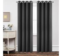 Joydeco Rideau Occultant 2 Pièces, Rideau Thermique Isolant Anti Chaleur Tenture Opaque à Oeillets Isolation Lumiere Anti UV Decoration Chambre Maison Salon Intérieurs(Gris Foncé,2xL132xH210)
