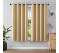Joydeco Rideau Occultant 2 Pièces, Rideau Thermique Isolant Anti Chaleur Tenture Opaque à Oeillets Isolation Lumiere Anti UV Decoration Chambre Maison Salon Intérieurs(Beige,2xL106xH158)