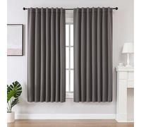 Joydeco Rideau Occultant Thermique 117 x 137 cm, Rideaux Opaques Isolants Thermiques Phoniques Anti Bruit Anti UV à Pattes Cachées et et Passe Tringle pour Salon Chambre Balcon, Gris Clair - 2 Pièces