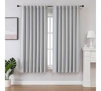 Joydeco Rideau Occultant Thermique 140 x 175 cm, Rideaux Opaques Isolants Thermiques Phoniques Anti Bruit Anti UV à Pattes Cachées et et Passe Tringle pour Salon Chambre Balcon, Gris Blanc - 2 Pièces