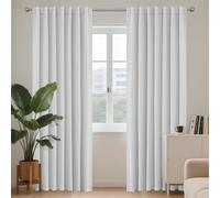 Joydeco Rideau Occultant Thermique 140 x 245 cm, Rideaux Opaques Isolants Thermiques Phoniques Anti Bruit Anti UV à Pattes Cachées et et Passe Tringle pour Salon Chambre Balcon, Gris Blanc - 2 Pièces