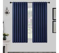 Joydeco Rideau Occultant Thermique 140 x 260 cm, Rideaux Opaques Isolants Thermiques Phoniques Anti Bruit Anti UV à Pattes Cachées et et Passe Tringle pour Salon Chambre Balcon, Bleu Marine - 2 Pièces