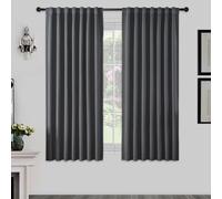 Joydeco Rideau Occultant Thermique 140 x 260 cm, Rideaux Opaques Isolants Thermiques Phoniques Anti Bruit Anti UV à Pattes Cachées et et Passe Tringle pour Salon Chambre Balcon, Gris Foncé - 2 Pièces