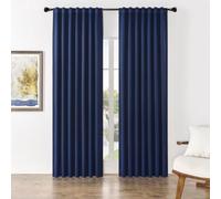 Joydeco Rideau Occultant Thermique 167 x 228 cm, Rideaux Opaques Isolants Thermiques Phoniques Anti Bruit Anti UV à Pattes Cachées et et Passe Tringle pour Salon Chambre Balcon, Bleu Marine - 2 Pièces