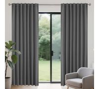 Joydeco Rideau Occultant Thermique Gris Clair 132x210cm, Rideaux Thermiques Isolants Anti Foid et Chaleur Anti Bruit Anti UV à Pattes Cachées et Passe Tringle pour Salon Chambre Balcon - 2 Pièces