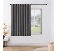 Joydeco Rideau Occultant Thermique sur Mesure Gris Foncé 1 Panneau, Rideau Thermique Isolant Anti Froid et Chaleur à Pattes Cachées et Passe Tringle, 85% Blocage de Lumière