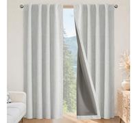 Joydeco Rideaux 100% Opaques avec Passants, Aspect Lin caché, Rideau occultant, Passe-Tringle - Rideau Thermique en Lin - Protection Contre la Chaleur pour Le Salon