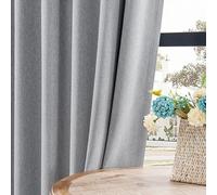 Joydeco Rideaux occultants en Faux Lin pour Chambre à Coucher, Rideaux 100% occultants et insonorisants à Isolation Thermique, décoration de Luxe (132 x 243,8 cm (l x L), Gris Clair)