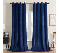 Joydeco Rideaux occultants en velours bleu roi de 160 cm de long - 2 panneaux à œillets - Isolation thermique - Pour fenêtre de chambre à coucher - Pour salon, cinéma à domicile (132 x 160 cm)
