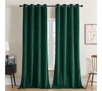 Joydeco Rideaux occultants en velours vert gazon de 248 cm de long, 2 panneaux à œillets pour fenêtre de chambre à coucher, isolation thermique, intimité pour salon, cinéma à domicile (132 x 243,8 cm)