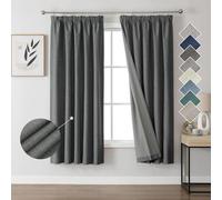 Joydeco Rideaux Occultants Thermiques et Phoniques en Lin, Isolants Anti Froid et Chaleur, Rideaux et Draperies Intérieurs Élégants pour Salon et Chambre Gris 132L X 137H cm (2 Panneaux)