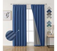Joydeco Rideaux Occultants Thermiques et Phoniques en Lin, Isolants Anti Froid et Chaleur, Rideaux et Draperies Intérieurs Élégants pour Salon et Chambre Bleu Marine 140L X 200H cm (2 Panneaux)