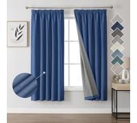 Joydeco 100% Rideau Occultant Thermique en Lin avec Galon Fronceur 140x175 cm 2 Pièces, Rideau Isolant Thermique Anti Froid et Chaleur à Passe Tringle pour Décoration de Porte Fenêtre