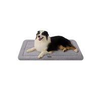 Joydeco Tapis de cage pour chien à profil bas réversible, lavable avec polaire ultra douce, design compact pour animaux de compagnie de très grande et moyenne taille, 104,1 x 71,1 cm, gris