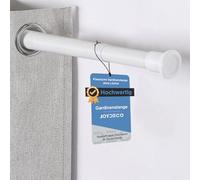 Joydeco Tringle à rideau sans perçage 410 à 460 cm - Blanc mat - Multifonction - Barre télescopique à pince - Tringle à rideau de douche extensible - Pour vos rideaux, cloisons et balcon