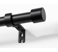 Joydeco Tringle à rideaux décorative réglable avec supports pour fenêtre de 76 à 114 cm avec embout en aluminium pour salle de douche, chambre à coucher, salon (noir, 76 à 114 cm)