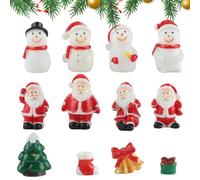 JoyEcho 12 Pièces Miniature Ornament Kits,Mini Figurines de Noël Contient Père Noël sapins Noël Bonhomme Neige Cloche Décoratives en Résine pour Garden Party Bureau Décoratives Table de Noël