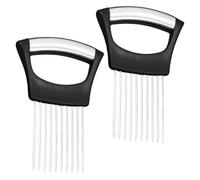 JoyEcho 2PCS Coupe Oignon,Porte Tranche Oignons en Acier Inoxydable Peut être Utilisé comme Ustensiles de Cuisine pour Trancher des Tomates Citrons ou Viande (Noir)