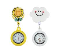 JoyEcho 2Pcs Montres Infirmière pour Blouse, Montre de Poche avec Pince Rétractable et Cadran Silicone, Aiguilles Lumineuses, Mouvement Quartz Précise pour Médecins et Infirmières Usage Professionnel