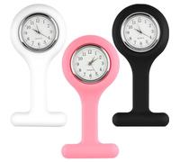 JoyEcho 3 Pièces Montre à Gousset D'infirmière,Montre Infirmiere pour Blouse en Silicone avec Broche Sécurisée Infirmière Montré Broche pour Aides Soignantes et Étudiants Infirmiers(Blanc/Noir/Rose)