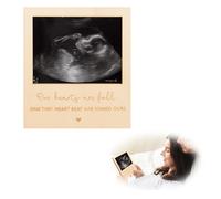 JoyEcho Cadre Magnétique Grossesse pour Échographie, Cadeau Annonce Grossesse en Bois 10x11.5cm, Magnet avec Photo pour Futurs Parents, Grands-Parents, Tante ou Oncle