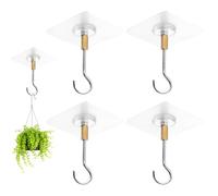 JoyEcho Crochets de Plafond Autocollant Crochet Plafond Sans Percer, 4PCS Transparent Crochet Plafond en acier inoxydable pour Plantes Suspendues Cuisines, Salles de Bain, Maison