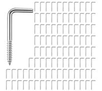JoyEcho Lot de 100 Crochets à Visser en L, Vis à Angle Droit Crochet Galvanisé pour Suspension - 34 x 14mm (Diamètre 2,7 mm), Pour Photo, Décoration, Outils et Objets Décoratifs
