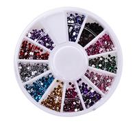 Joyeee 12 Couleurs Carrousel Argente Strass boites Cristal Ongle Manucure Nail Art Décoration