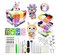 Joyeee 36 couleurs Kit complet de feutrage à l'aiguille, avec outils de feutrage à l'aiguille, ciseaux, tapis en mousse, fournitures de feutrage à l'aiguille pour la journée des enfants